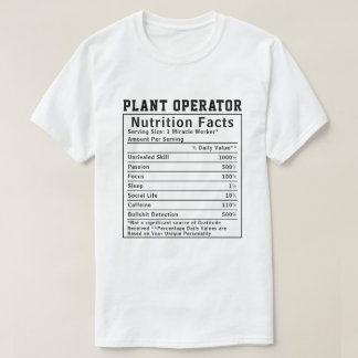 T-shirt Opérateur de centrale amusant Faits nutritionnels