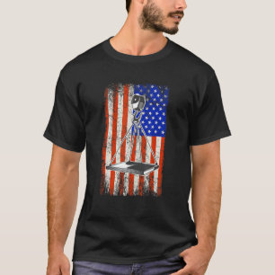 T-shirt Opérateur de grue Drapeau américain Lourde machine
