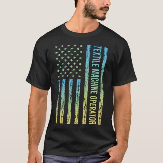 T-shirt Opérateur de machine textile bleu jaune (Devant)