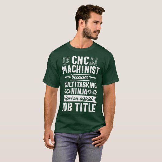 T-shirt Opérateur machiniste Ninja CNC multitâche amusant (Devant entier)