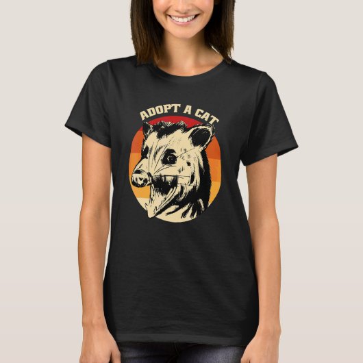 T-shirt Opossum Adopte Un Chat (Devant)