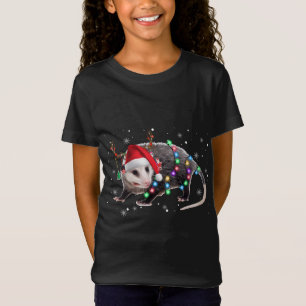 T-Shirt Opossum Christmas Lights Santa Reindeer Opossum Lo