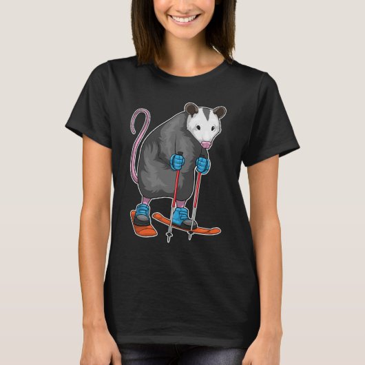 T-shirt Opossum Skier Ski Sports d'hiver (Devant)