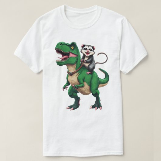 T-shirt Opossum sur T-Rex - Fun Possum Riding Dinosaur Des (Design devant)