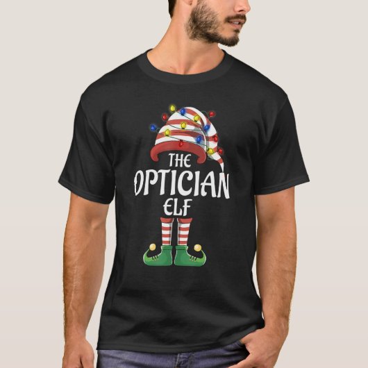 T-shirt Optician Elf Lights Funny Matching Famille Christm (Devant)