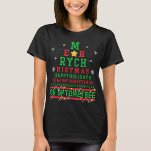 T-shirt Optométrie Lunettes de vue d'arbre de Noël Oeil No