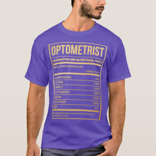 T-shirt Optométriste Funny Optométrie Nutrition Étiquette