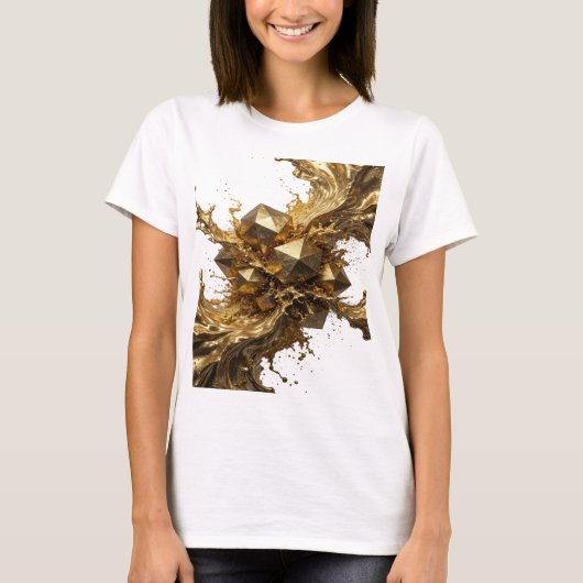 T-shirt Or Art Abstrait Statement Wearable Art (Devant)