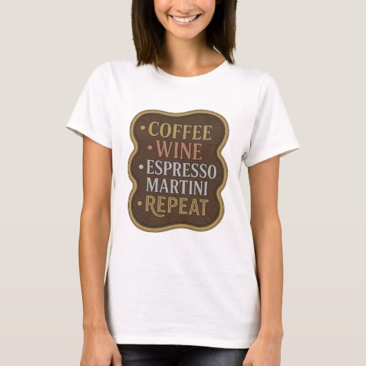 T-shirt Or brut EDGE CAFÉ VIN MARTINI EXPRESS RÉPÉTER (Devant)