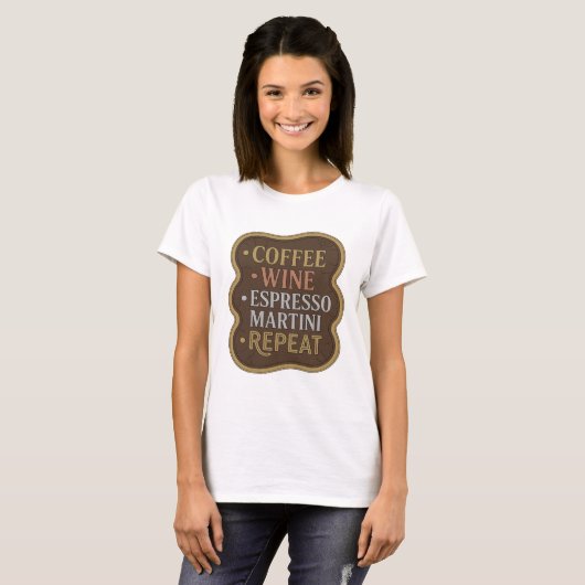 T-shirt Or brut EDGE CAFÉ VIN MARTINI EXPRESS RÉPÉTER (Devant entier)