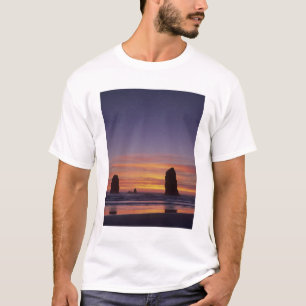 T-shirt OR, côte de l'Oregon, Cannon Beach, piles de mer à