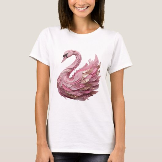 T-shirt Or Dynamique Impression Cygne ROSE (Devant)