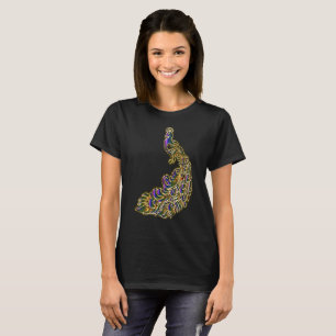 T-shirt Or et paon pourpre miroitant brillamment