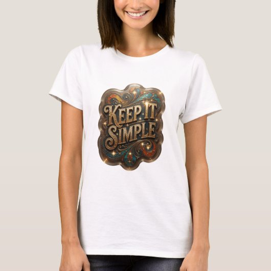 T-shirt Or Imprimé KEEP IT SIMPLE en Or (Devant)