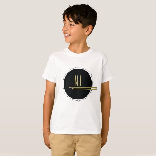 T-shirt Or Noir Batteur Monogramme (Devant entier)