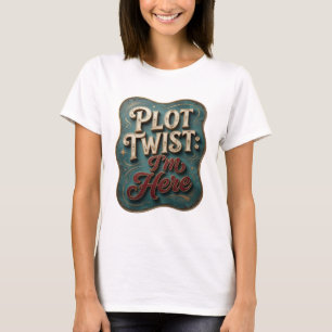 T-shirt Or PLOT TWIST JE SUIS LÀ Motif Artistique en Or At