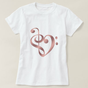 T-shirt Or rose de coeur de musique dans la forme de coeur