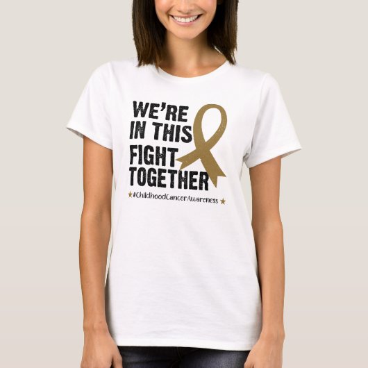 T-shirt Or Ruban Cancer de l'enfance dans ce ensemble (Devant)