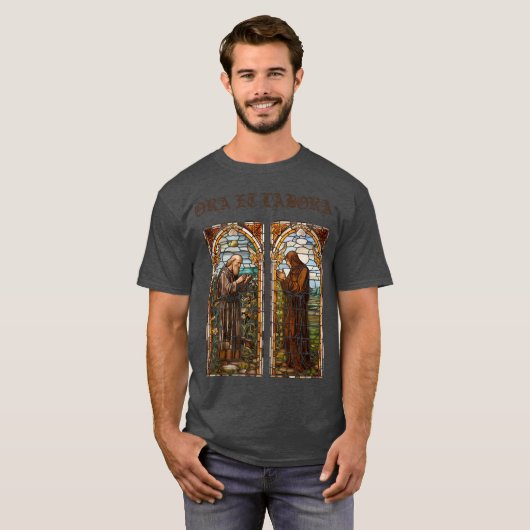 T-shirt Ora et Labora design médiéval (Devant entier)