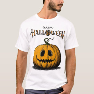 T-shirt orange adulte Happy Halloween Jack O'Lante