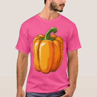 T-shirt Orange Bell Pepper Retro Vintage