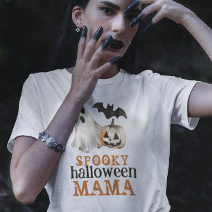 T-shirt Orange Black Ghost Éffrayant Halloween Mama