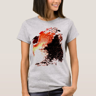 T-shirt Orange Black Jaune Abrite Peinture Splashes Design