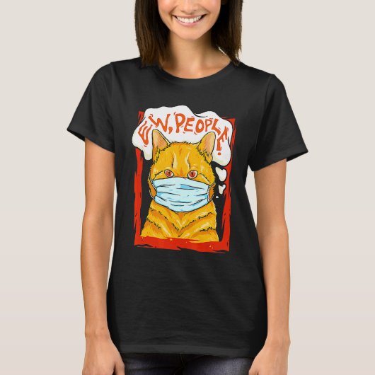 T-shirt Orange Cat Ew Personnes Portant Le Masque Visage K (Devant)