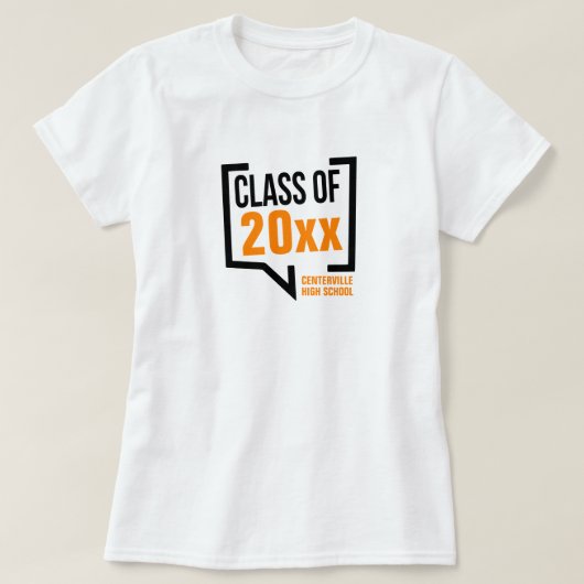T-shirt Orange Classe Année Voix Buble (Design devant)