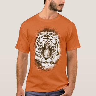 T-shirt Orange Color Pop Art Tiger Head Elegant Moderne