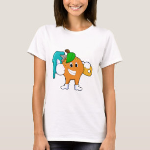 T-shirt Orange comme Peintre avec pinceau