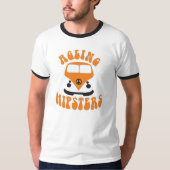 T-shirt orange d'autobus de hippies vieillissants (Devant)