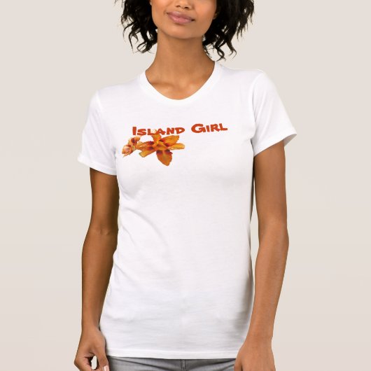 T-shirt Orange de fille d'île (Devant)