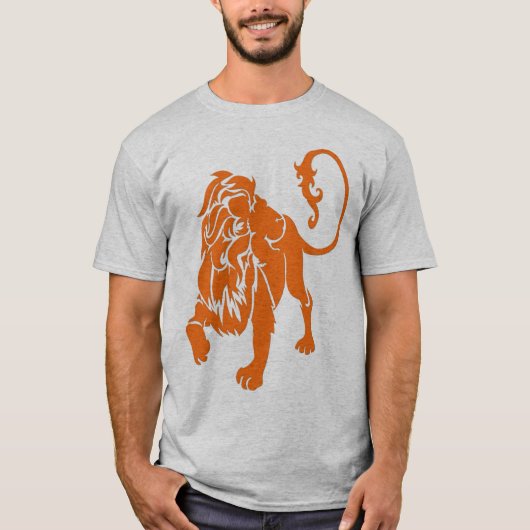 T-shirt orange de lion (Devant)
