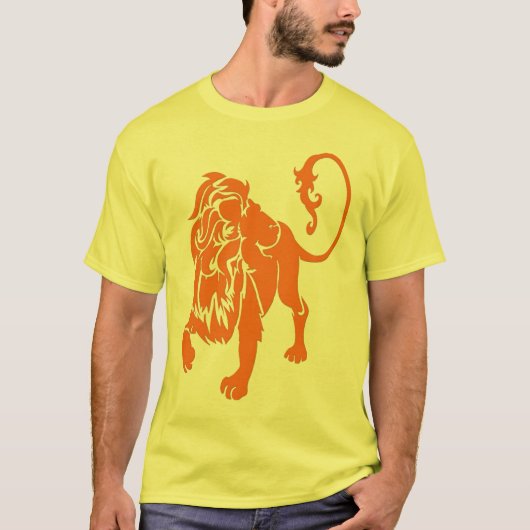 T-shirt orange de lion (Devant)