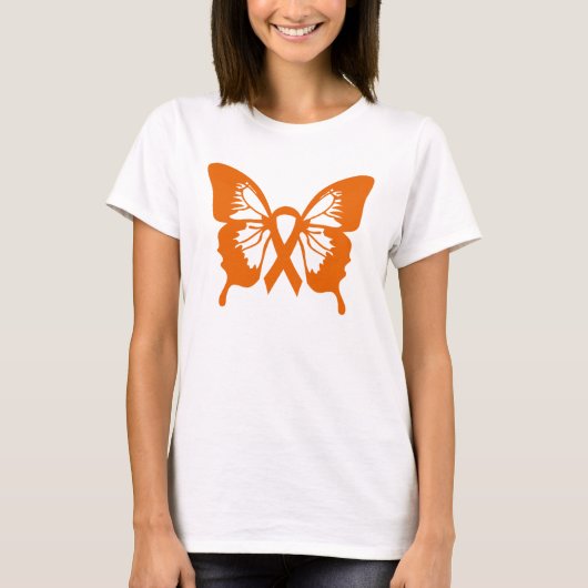 T-shirt orange de papillon de leucémie (Devant)