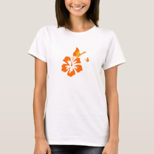 T-shirt orange de papillon et de fleur