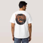 T-shirt orange de vinyle de Varsity (Dos entier)