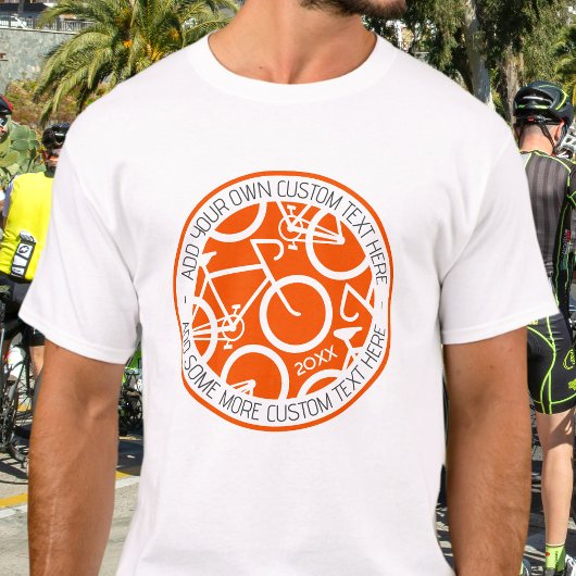 T-shirt Orange d'événement de course de vélos de texte per