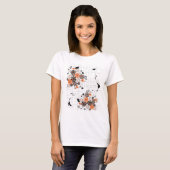 T-shirt Orange Fleurs Chicks Grunge Ink Blots Doodles Kid (Devant entier)