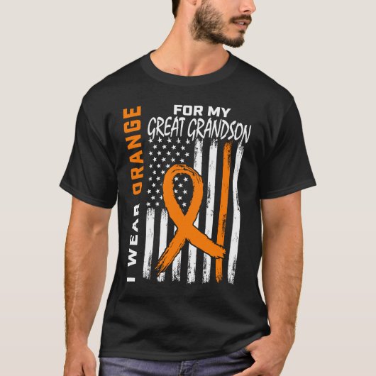 T-shirt Orange Great Grandson Leukemia Awareness Flag Gran (Devant)