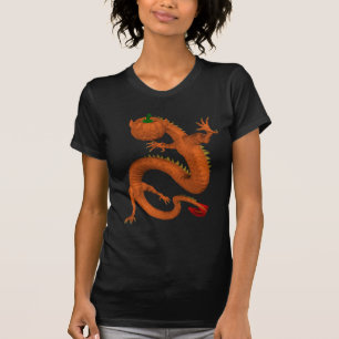 T-shirt Orange Halloween Citrouille Dragon