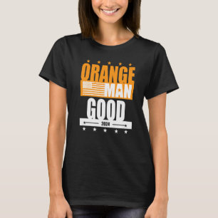 T-shirt Orange Homme Bon Mème Patriotique Américain