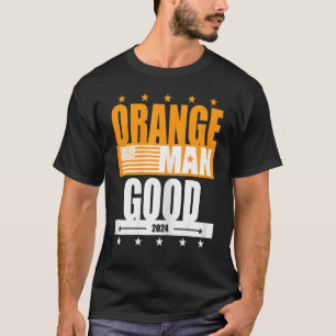 T-shirt Orange Homme Bon Mème Patriotique Américain