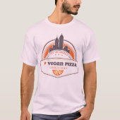 T-shirt Orange I Heart Vegan Pizza (Devant)