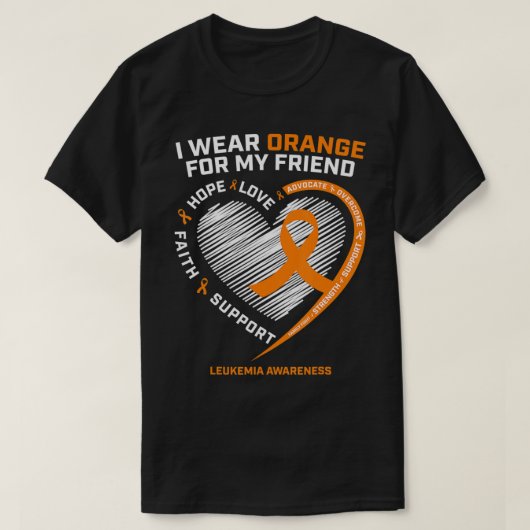 T-shirt Orange Leukemia Sensibilisation Ami Cadeaux Hommes (Design devant)