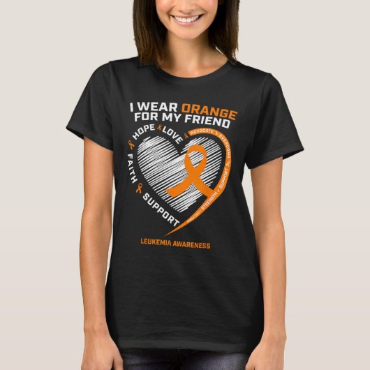T-shirt Orange Leukemia Sensibilisation Ami Cadeaux Hommes (Devant)