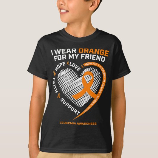 T-shirt Orange Leukemia Sensibilisation Ami Cadeaux Hommes (Devant)