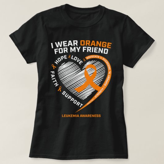 T-shirt Orange Leukemia Sensibilisation Ami Cadeaux Hommes (Design devant)