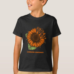 T-shirt Orange Leukemia Sensibilisation Tournesol Guerrier